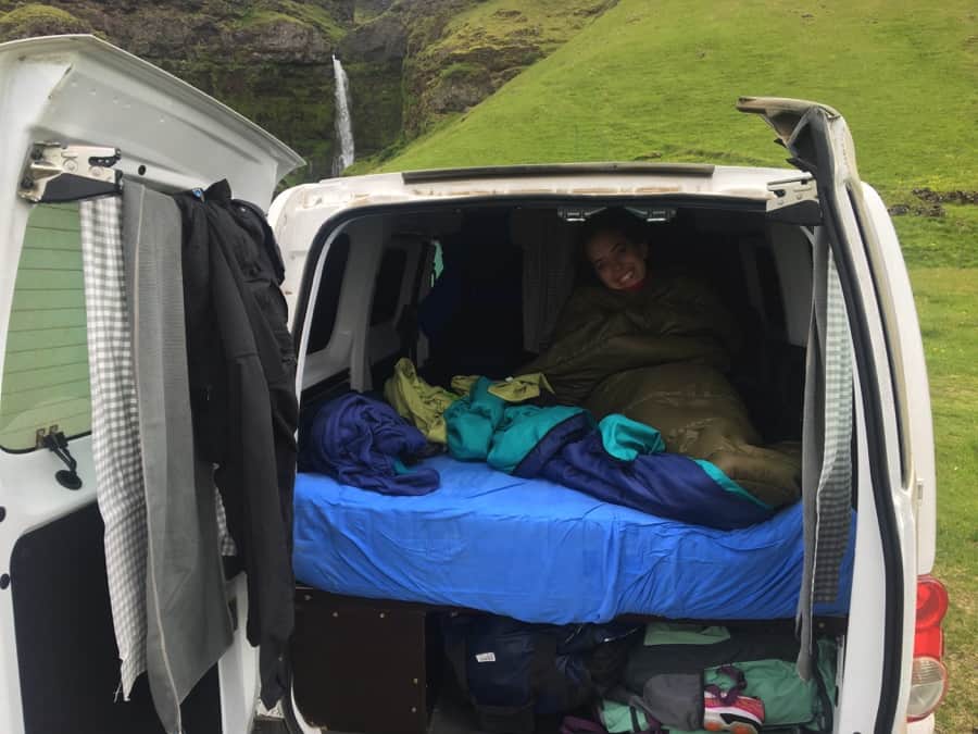 Sleeping in a camper in Iceland
