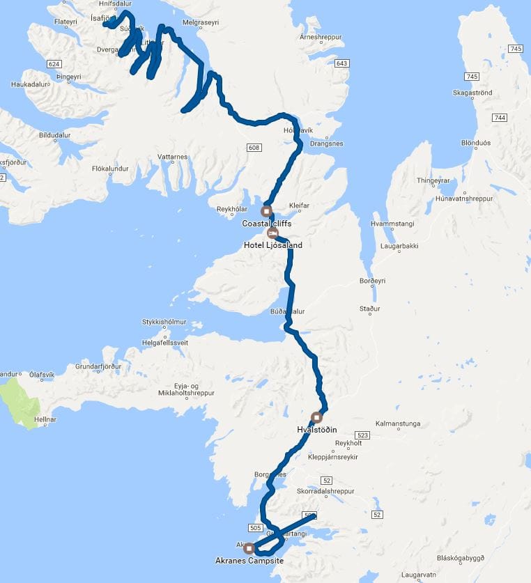 Driving from Ísafjörður to Akranes