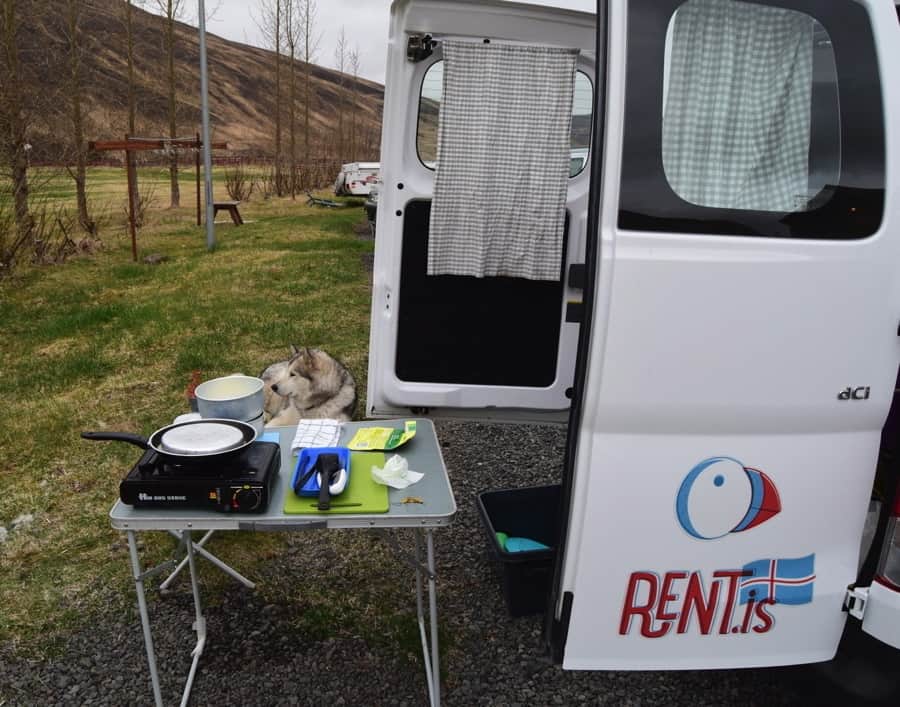 On the road cooking in Iceland