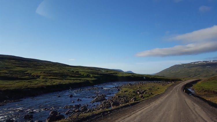 Driving in the northeast of Iceland