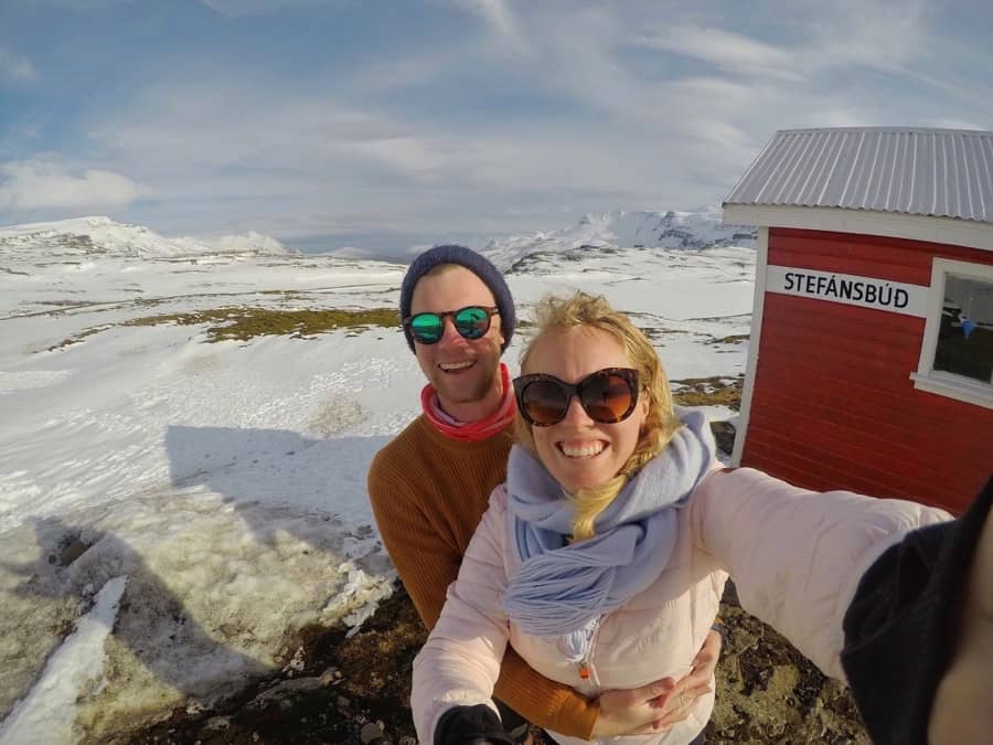 Happy hikers in Iceland