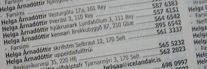 Phonebook in Iceland