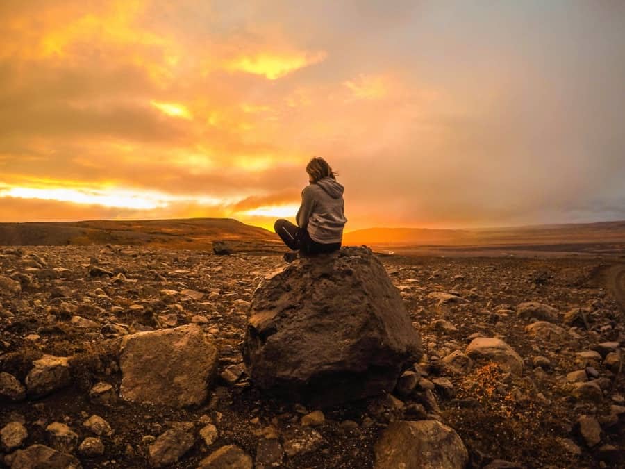 Meditating by Lake Mývatn