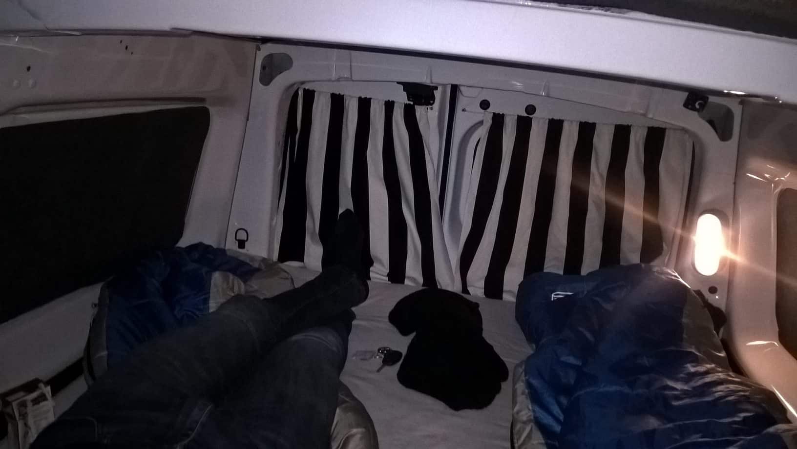 Camper van sleeping in Iceland